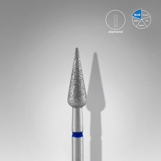 Diamond Nail Drill Bit Pointed Pear Blue EXPERT Head Diameter 4mm / Working Part 12mm
