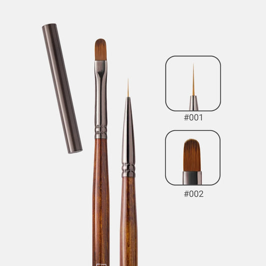 Manicure Brushes, 2 Pieces (Brown)