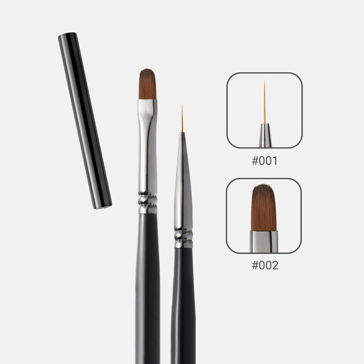 Manicure Brushes, 2 Pieces (Black)