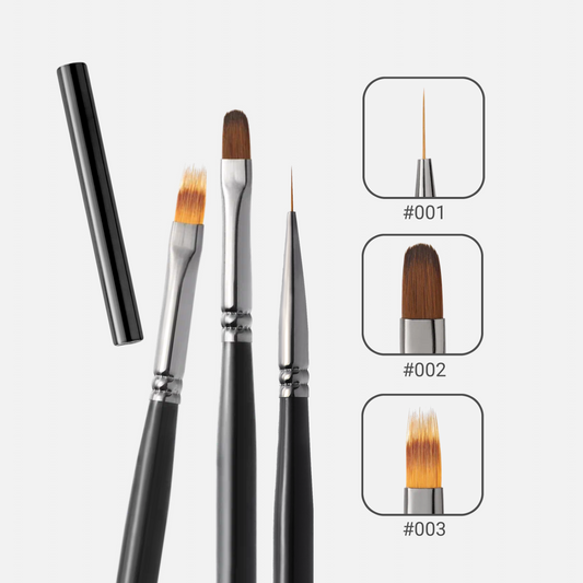 Manicure Brushes, 3 Pieces (Black)
